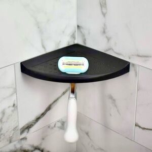 Graphite 5” Corner Footrest with Razor Holder for New Construction Shower NWT